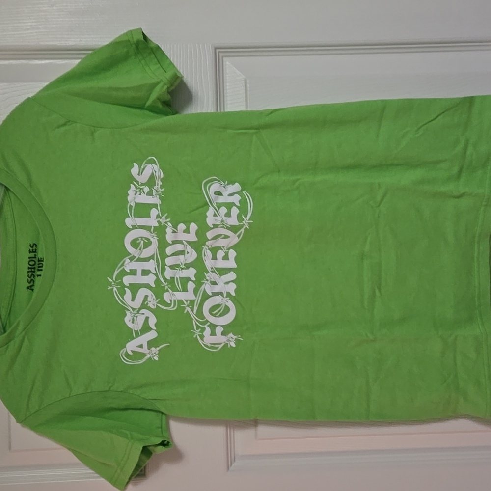 Like New Bright Green Assholes Live Forever Barbed Wire Tshirt